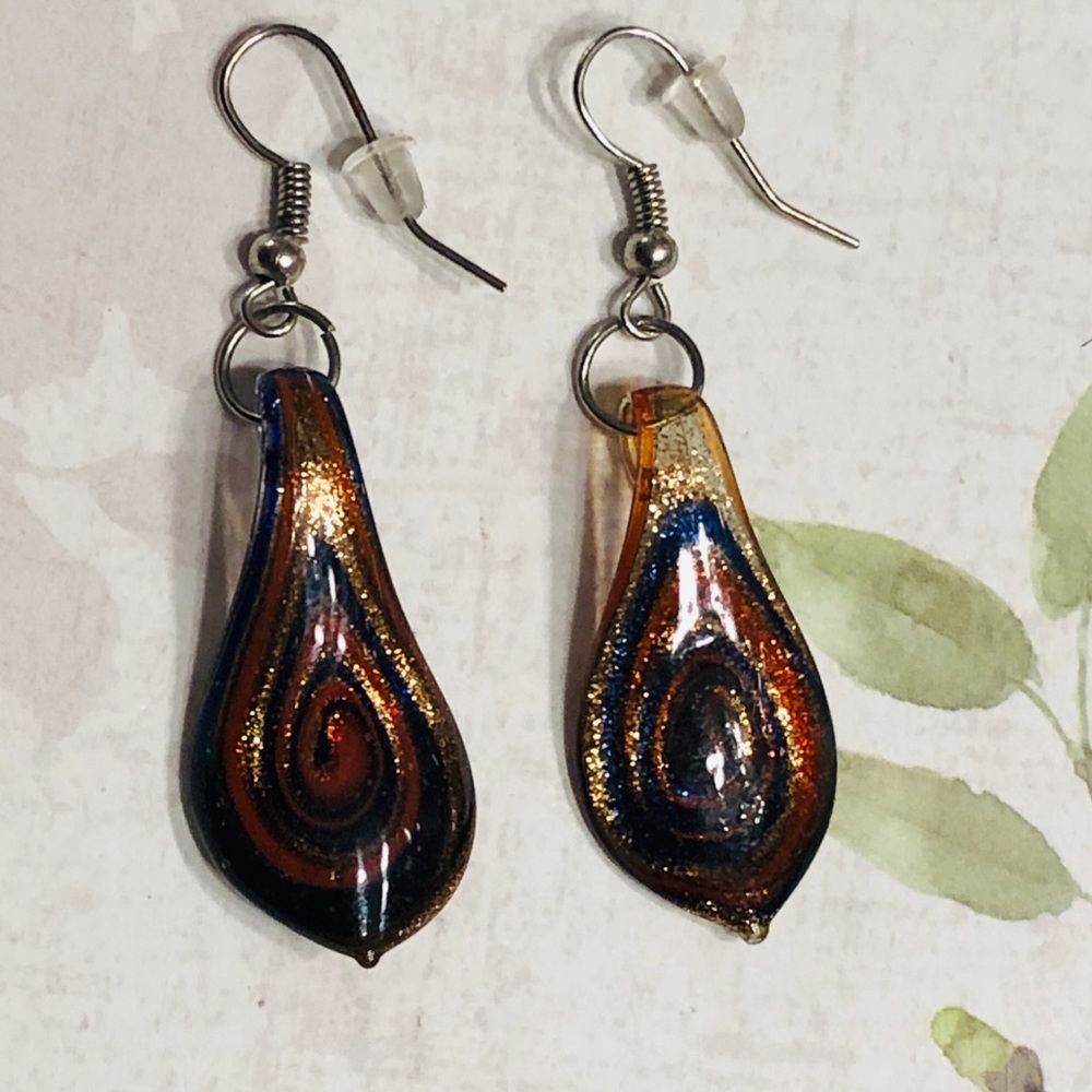 Multicolor Glass Bead Dangle Pierced Earrings